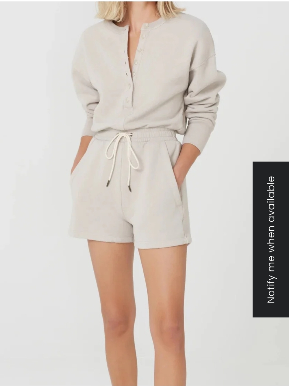 Citizens Of Humanity Henley Drawstring Romper in Taupe - M